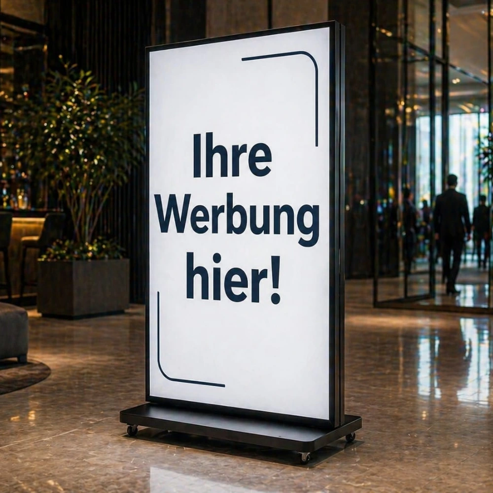 Tri-Fold LED Poster mit drei LED-Displayflächen für 360° Sichtbarkeit